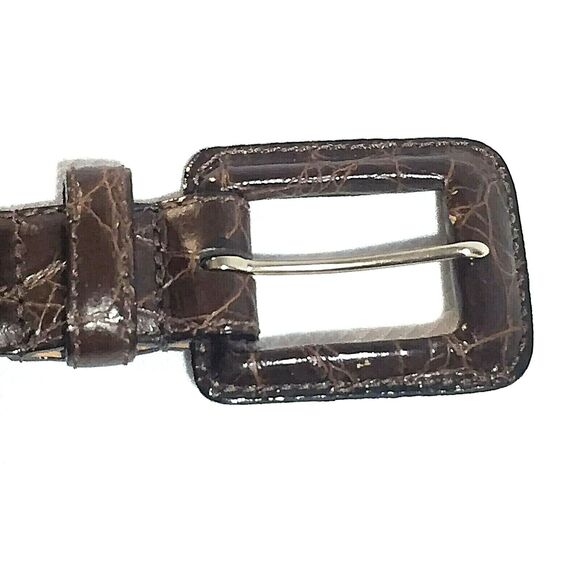 WCM New York Vtg Skinny Belt Italian Calfskin Leather Crocodile Embossed M 34 main image 4